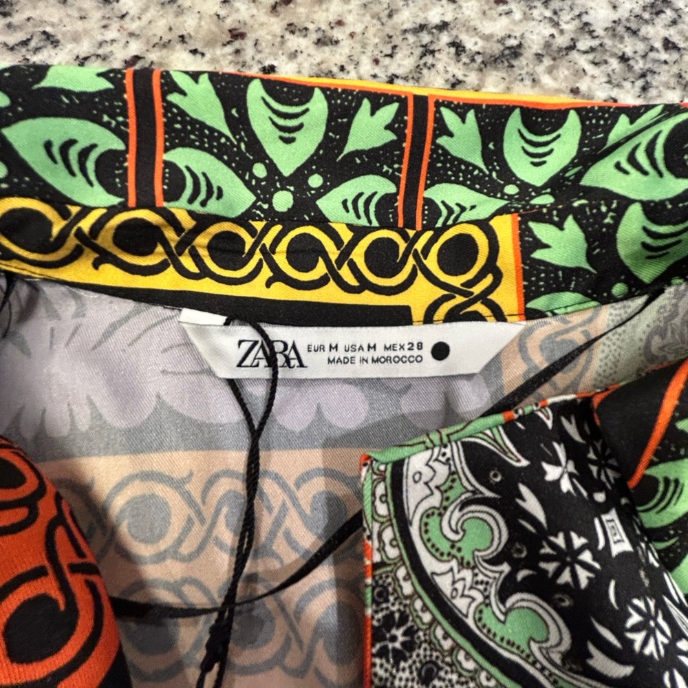 Zara Multicolor Printed Cropped Blouse - Orange, Green, Purple, Black - Picture 4 of 4